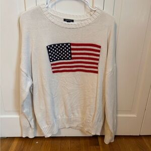 Wild Fable White Sweater with American Flag Design